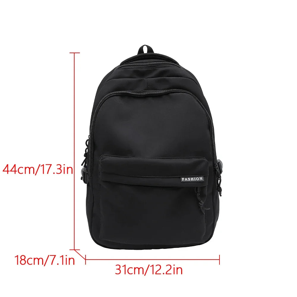 Large Capacity Solid Color Student Backpack Junior and High School Simple Black Travel Backpack