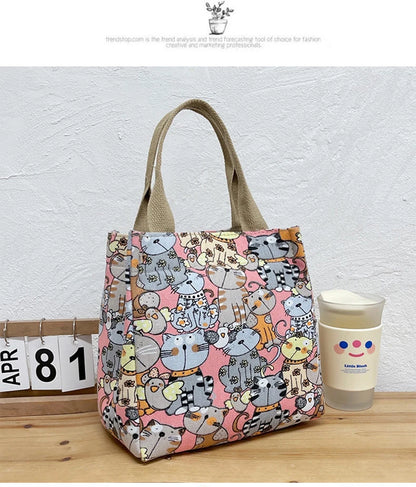 Fashionable Top-handle Bag with Cute Cat Pattern, Portable Mommy Bag for Women