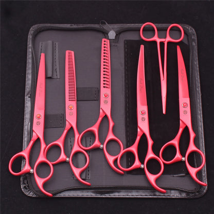 Pet Grooming Scissors Purple Dragon Japan Stainless Pink Curved Scissors For Dogs Dog Thinning Scissors Pet Chunker Shears Z3003