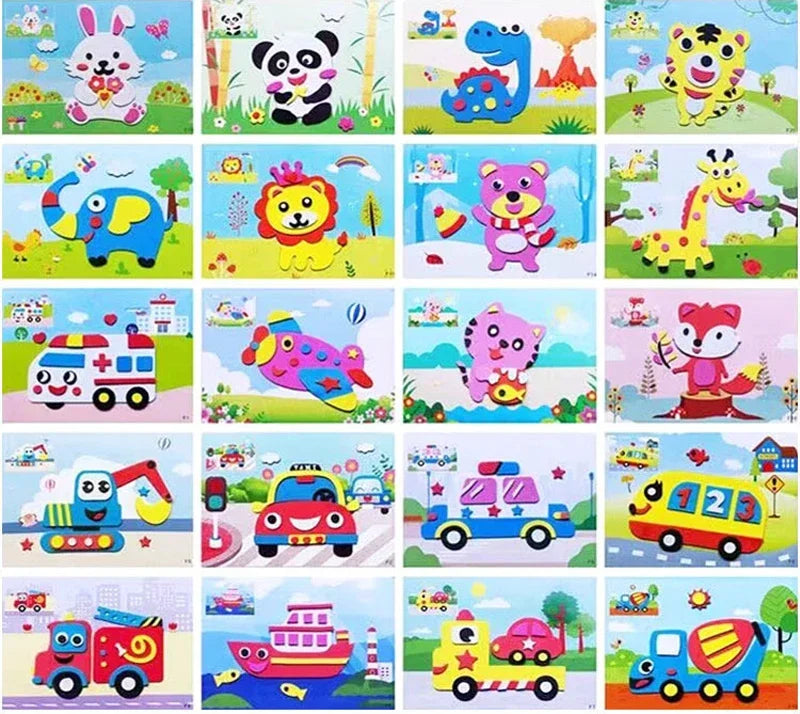 10/20pcs/lot 3D EVA Foam Sticker DIY Cartoon Animal Puzzle for Children Kids Multi-patterns Styles Toys for Children Gift