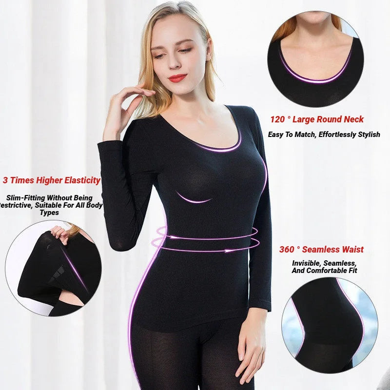 Warm Thermal Underwear Sexy Ladies Intimates Long Johns Women Shaped Sets Female Middle Collar Shaping Clothes Set Winter