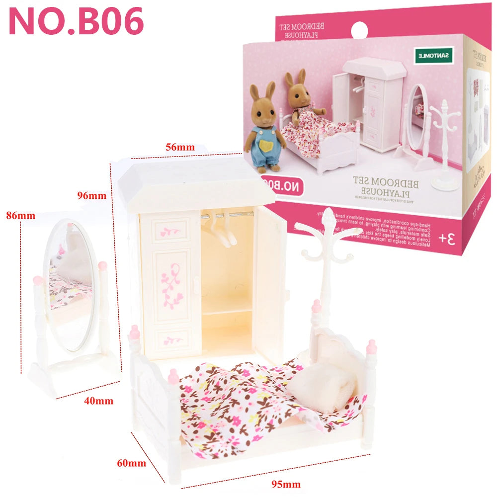 Miniature Furniture 1:12 Dollhouse Kitchen Livingroom Bedroom Set DIY Scene Doll Play Decoration Girl Toy House Gift