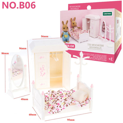 Miniature Furniture 1:12 Dollhouse Kitchen Livingroom Bedroom Set DIY Scene Doll Play Decoration Girl Toy House Gift
