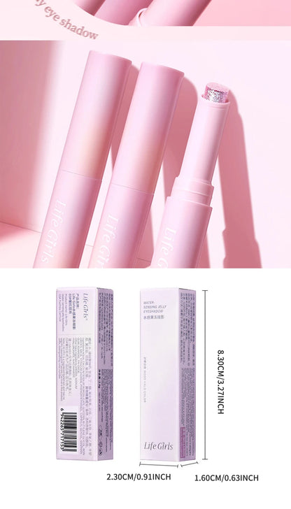 Water-Gloss Jelly Eyeshadow Stick Is a One-Swipe Makeup Highlight Eyeshadow Stick with Pearl Shimmer in Multiple Colors. Luminous Highlight Eyeshadow Stick Is a Two-Use Stick for Eyebrows. Waterproof Effect That Lasts Long an