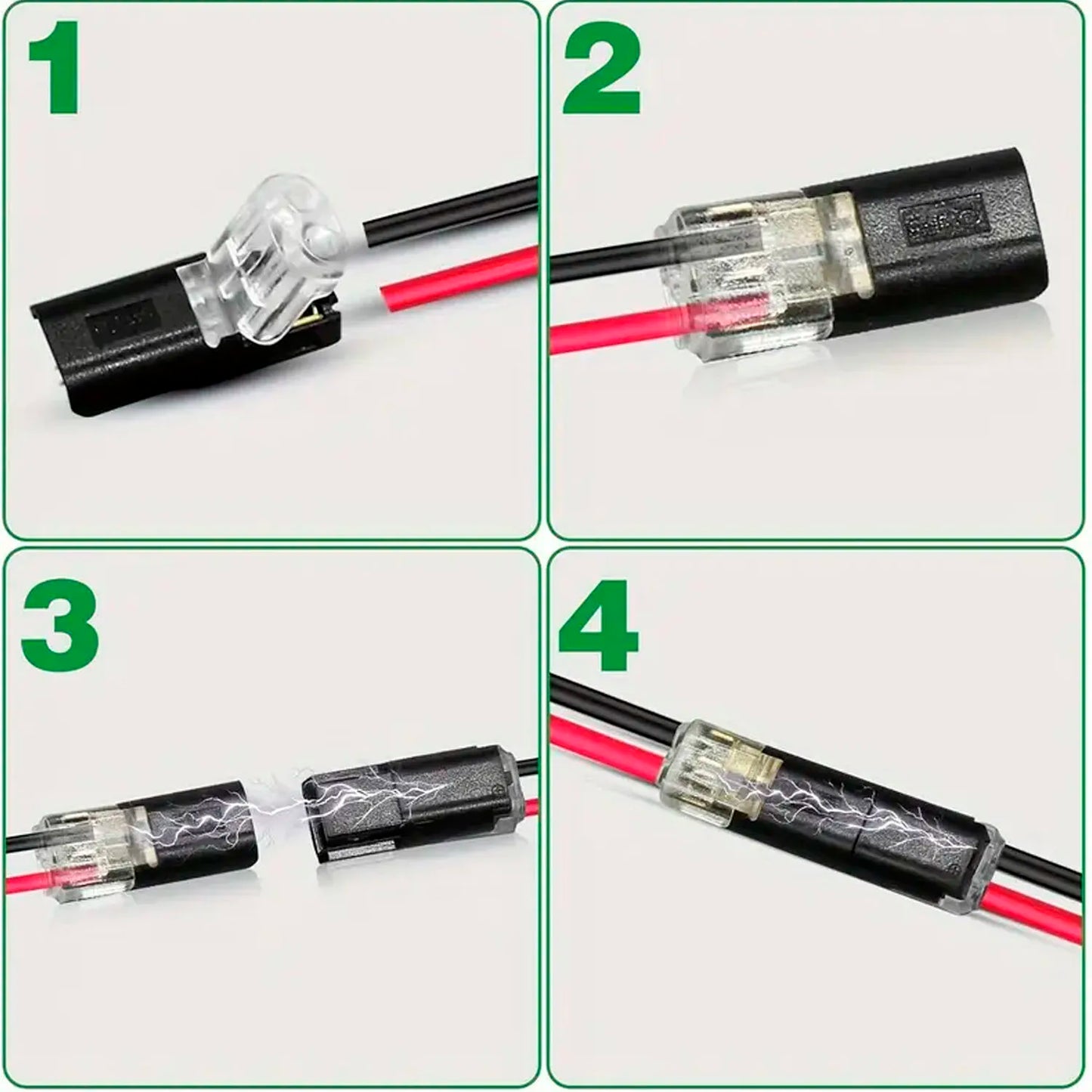 20/30/50/100 Pieces of Locking Plug-In Dual-Wire Led Connectors, 2-Pin 2-Way Universal Compact Cable Connectors