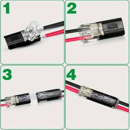 20/30/50/100 Pieces of Locking Plug-In Dual-Wire Led Connectors, 2-Pin 2-Way Universal Compact Cable Connectors