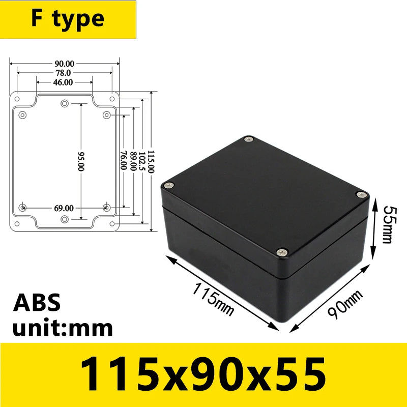 Black Outdoor Waterproof Enclosure Plastic Box Electronic Project Instrument Case Electrical Project Box Junction Box Housing