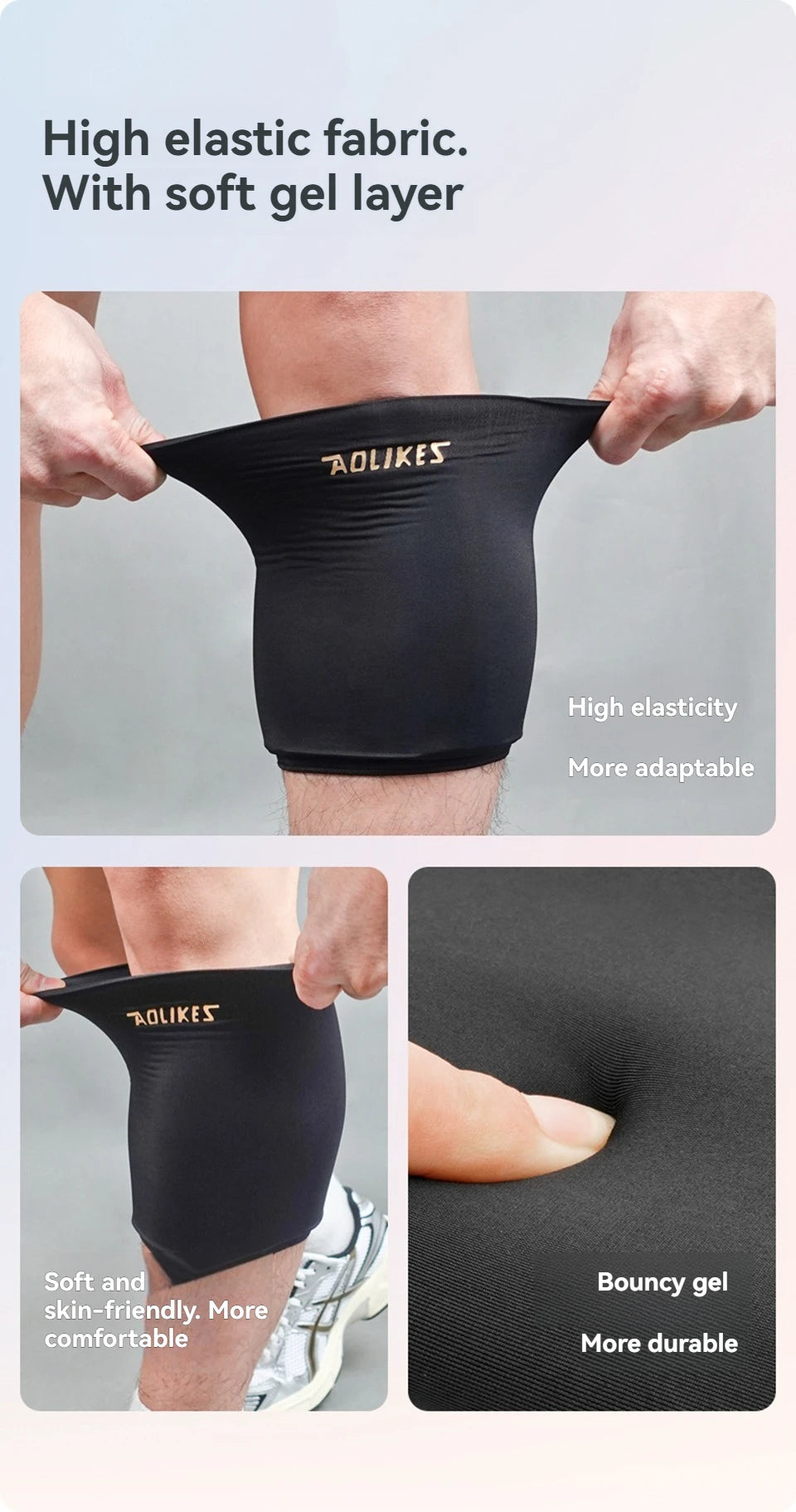 AOLIKES 1PCS Hot and Cold Relief Gel Knee Sleeve,Heat or Ice Therapy for Knee Relief,Contoured Hydrogel Design for Comfort