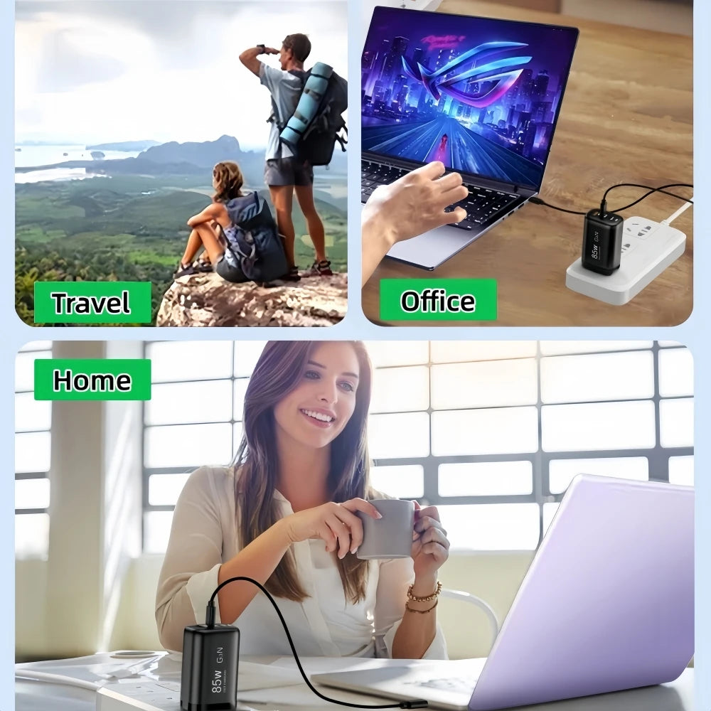 Real 85W GaN Type C Charger USB QC3.0 For Laptop Ipad PPS PD 65W Fast Charge For Samsung Xiaomi iPhone 6-16 Pro Max Mobile Phone