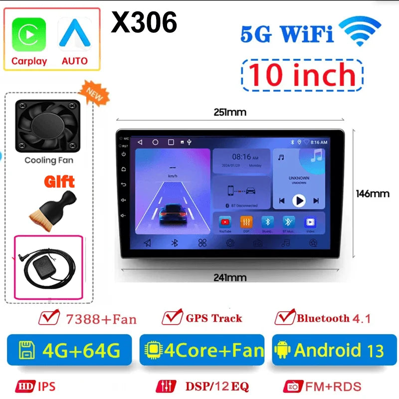 7 9 10"2 Din Car Audio Android 13 Android auto Wireless Carplay 64G Automotive Multimedia Player BT GPS Car intelligent Systems