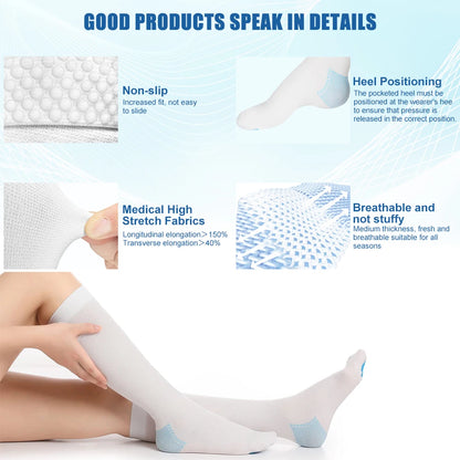 1Pair  Ted Hose Thigh High Anti Embolism Compression Stockings for Women & Men, Surgical Compression Stockings, 15-21 mmHg