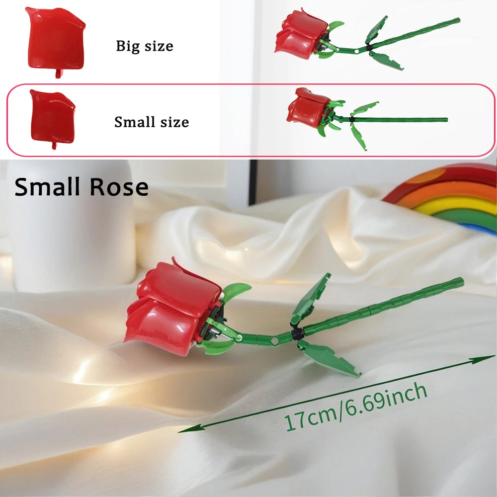 KNEW BUILT DIY Rose Flower Arrangement Building Block Toys-Enjoy Life,Loved by Girl,Create Your Favorite Bouquet,Home Decoration