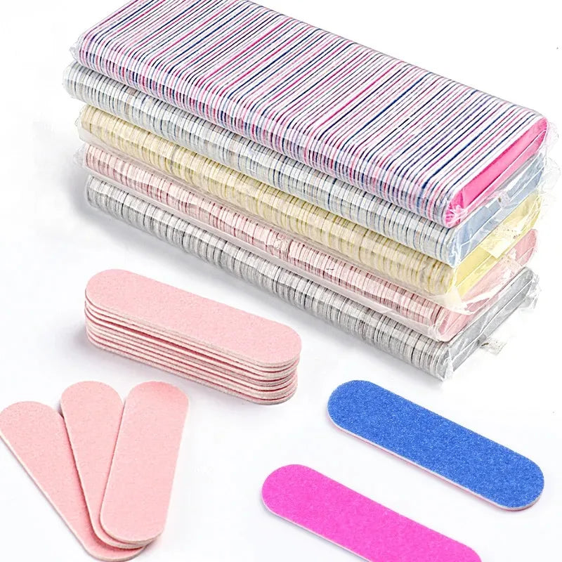 50/100pcs Double Side Nail Files Mini Wood Sanding Buffer Block Set For Gel Wood Sanding Buffer Block Set For G…Polish Manicure