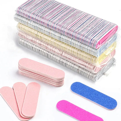 50/100pcs Double Side Nail Files Mini Wood Sanding Buffer Block Set For Gel Wood Sanding Buffer Block Set For G…Polish Manicure