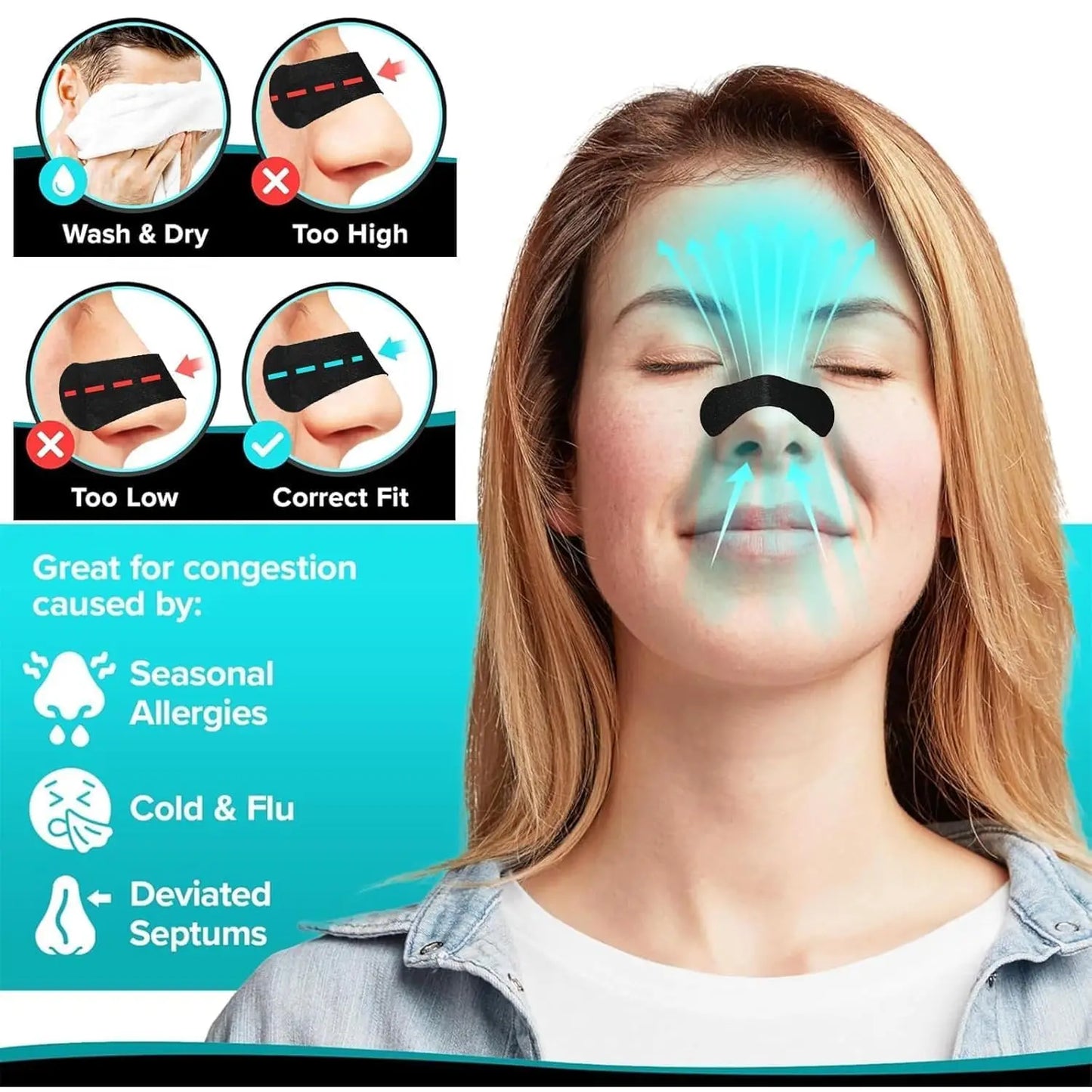 Anti Snoring Nose Strips for Breathing Correction Physical Expansion Breathable Nasal Patch Better Sleep Anti-Snoring Nasal Stri