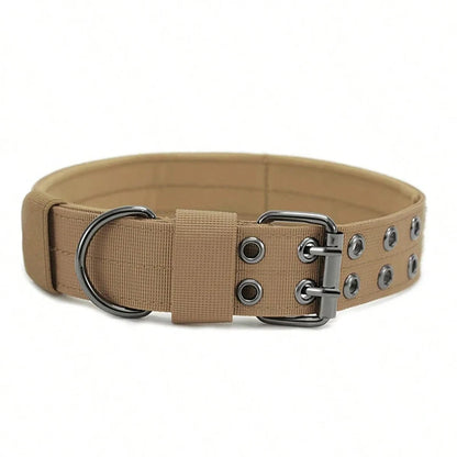 Adjustable Military Dog Collar Metal D-Ring and Buckle Working Dog Collar, Five-Level Adjustment for Medium and Large Dogs
