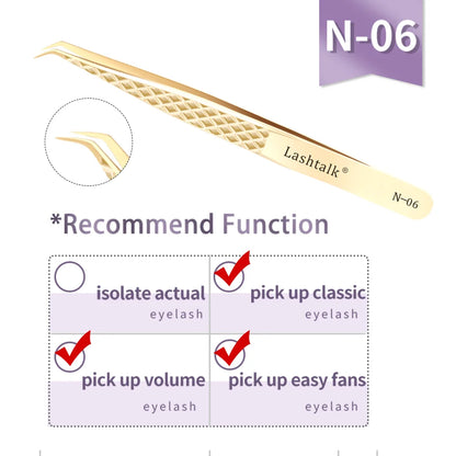 Lashtalk Eyelash Extension Tweezers Makeup Tools From Nagaraku Stainless Steel Non-magnetic Volume FakeLashes Supplies Accurate