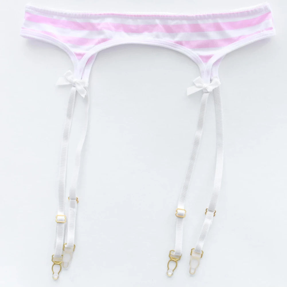 Sexy Bikini Set Women Strap Underwear Stripe Cute Lingerie Micro-Bikinis Swimwear Japanese Schoolgirl Anime Cosplay