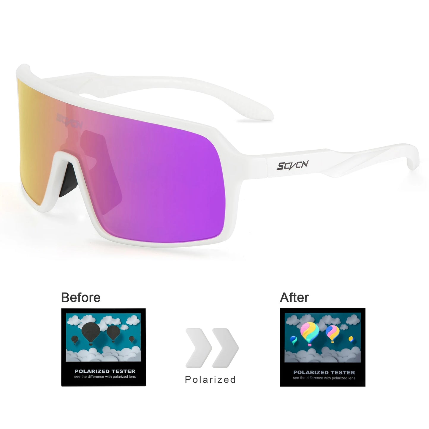 SCVCN Polarized Cycling Sunglasses Mtb Sports UV400 Photochormic Glasses Goggles Bicycle Bike Glasses Men Women Cycling Eyewear