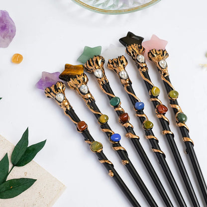 1PC Amethyst Rolling Stone Magic Scepter Natural Stones Fairy Lucky Tumble Stone Gem Scepter Decorative Fairy Magic Stick