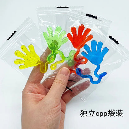 5-20 Pcs Funny Glitter Sticky Hands toy Palm Elastic Sticky Squishy Slap Palm Toy Novelty Gift Party Favors supplies