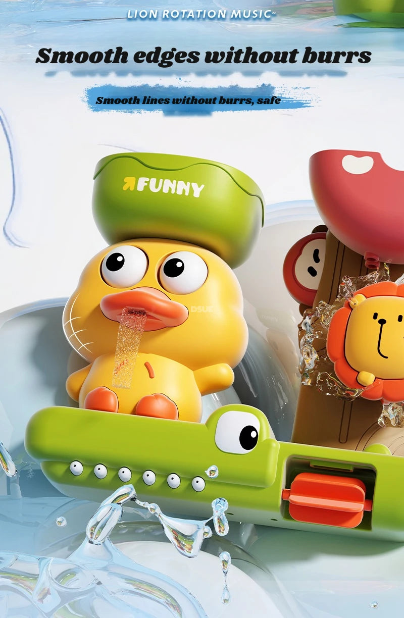 Duck/Flower Shape Baby Bath Toy Play Water in Lion Waterwheel Children Fun in Shower Bathtub with Suction Cup in Kid Gift