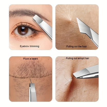 4Pcs Professional Stainless Steel Precision Tweezers - Expertly Crafted for Flawless Eyebrow Shaping, Facial Hair Removalv women