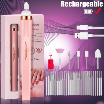 YIKOOLIN 5 in 1 Electric Nail Polish Drill Machine USB Charge Portable Manicure Set  Exfoliation and Polishing for Nail Salon