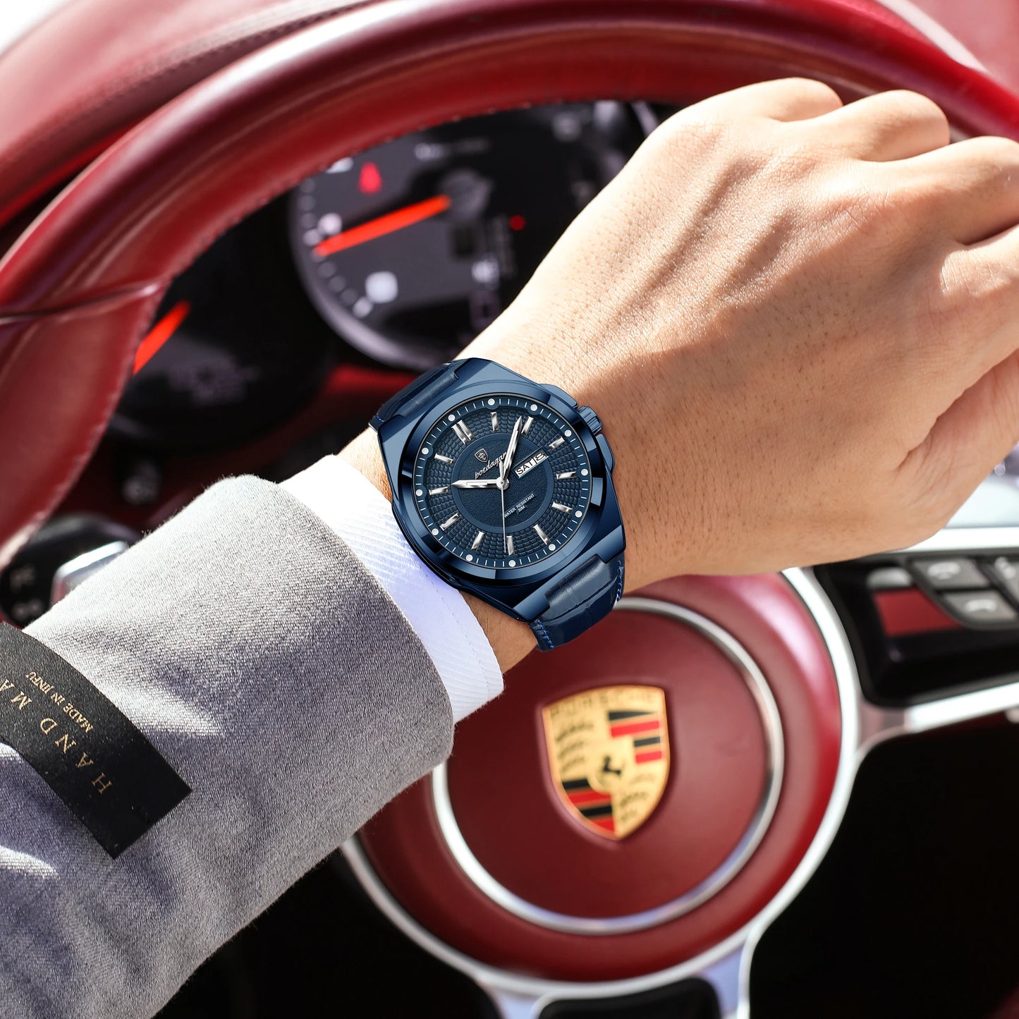 POEDAGAR Fashion Brand Man Wristwatch Waterproof Luminous Date Week Quartz Luxury Men's Watches Leather Business Men Watch Reloj