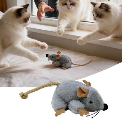 Plush Cat Toy Mouse Realistic Moving Tail with Sound Interactive Kitten Toys for Indoor Cats Hunting Game Play Pet Supplies