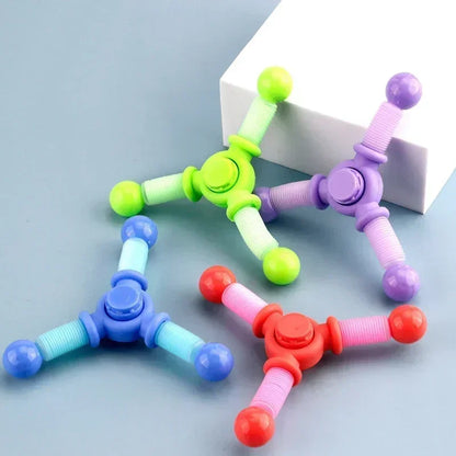 1pcs Fidget Spinner Toys Pop Tube Sensory Toys Suction Cup Games Plastic Transformable Stress Relief Adult Gifts