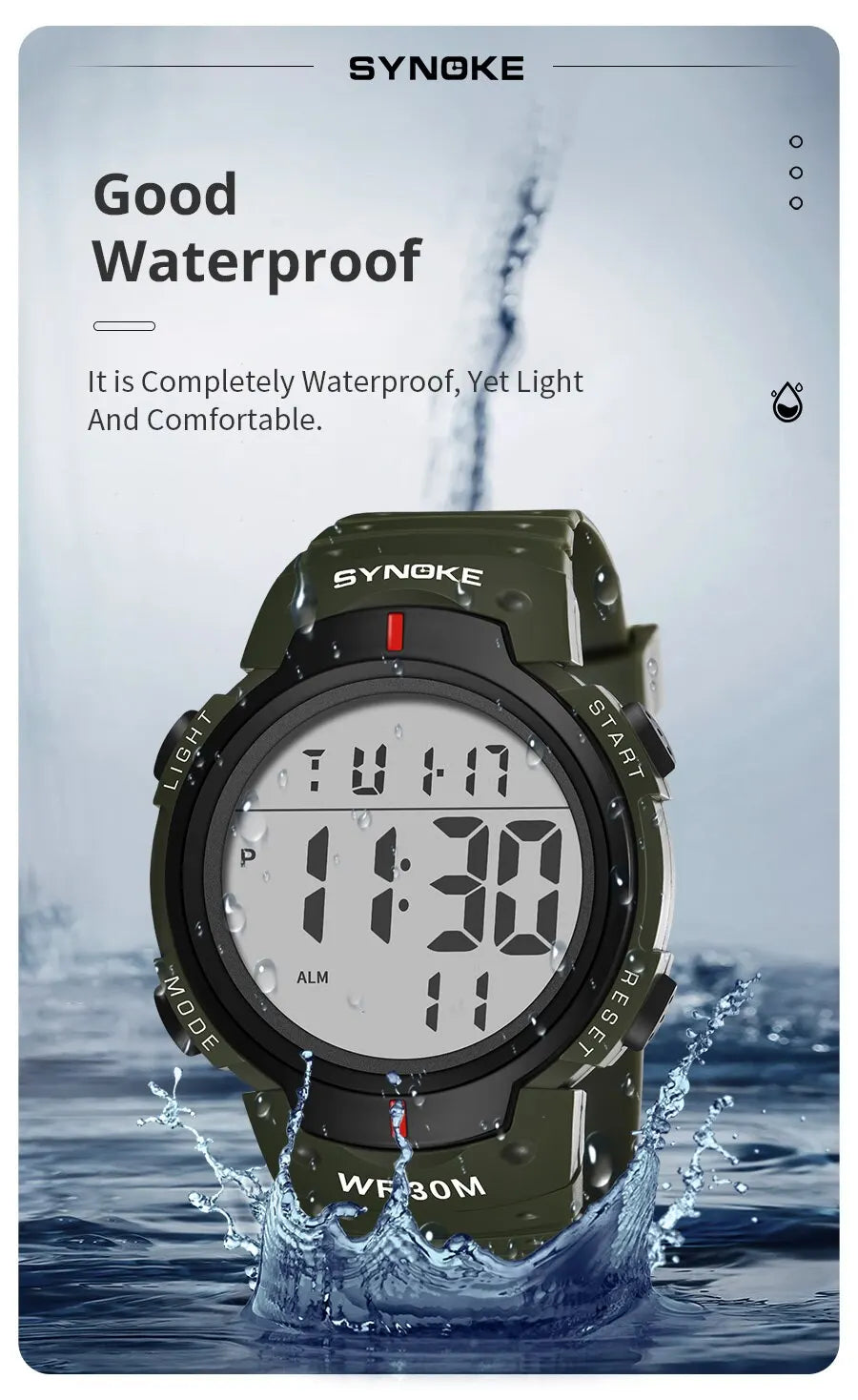 SYNOKE Outdoor Sport Watch 30M Waterproof Digital Men Fashion MultiFunction Waterproof Digital Watch Men