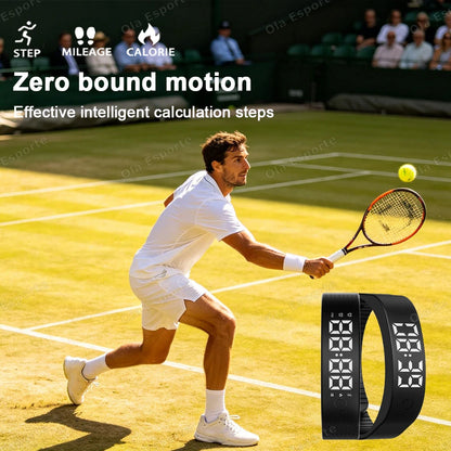 LED Digital Alarm Clock Watch Adjustable Snooze-proof Alarm Bracelet with Running Pedometer Waterproof Vibrating Alarm HT30