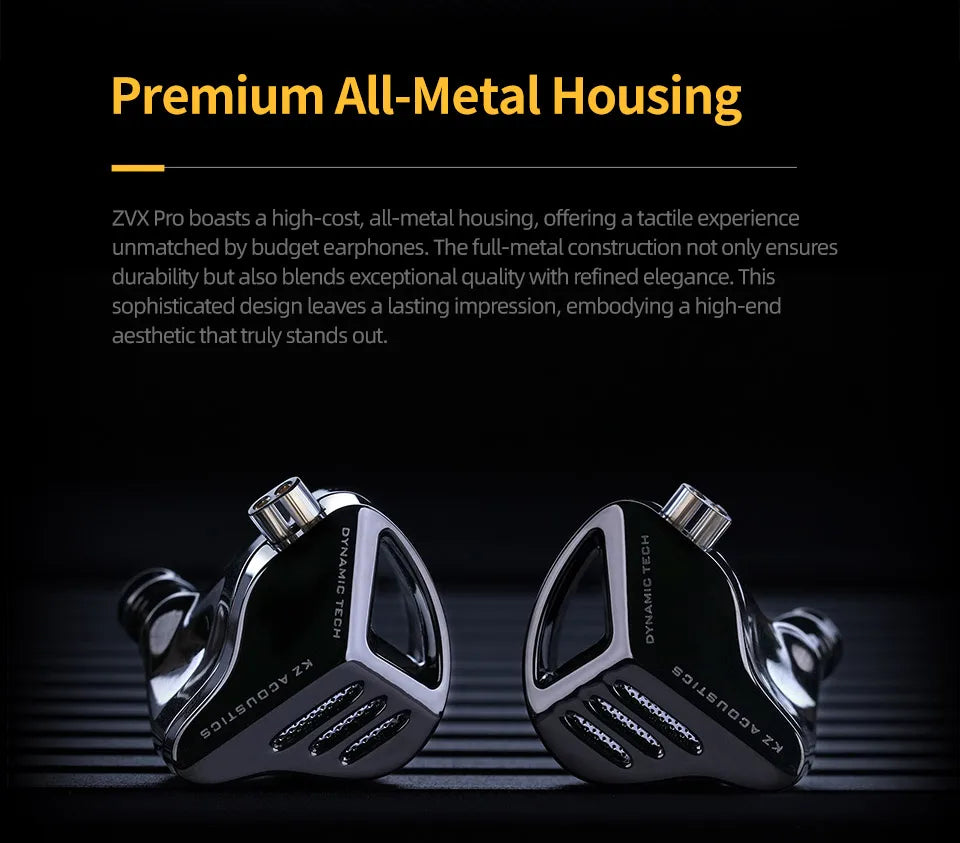 KZ ZVX PRO Dynamic In Ear Earphones HIFI Bass Earbuds Metal Monitor Headphones Sport Noise Cancelling Music Headsets