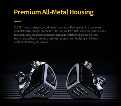 KZ ZVX PRO Dynamic In Ear Earphones HIFI Bass Earbuds Metal Monitor Headphones Sport Noise Cancelling Music Headsets