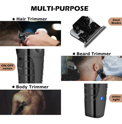 Kemei 2299 Professional Men's Hair/Beard Trimmer with Zero Gap Hair Clipper and T-Shaped Blade, Cordless Charging