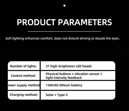 Universal Solar Atmosphere Light Heart-shaped Dynamic Gradient LED Fit Car Interior Ambient Light Decoration Accessory RGB