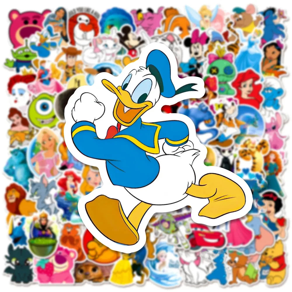 100Pcs Disney Mixed Cartoon Stickers Mickey Decals DIY Laptop Luggage Phone Motorcycle Waterproof Sticker Children Toy
