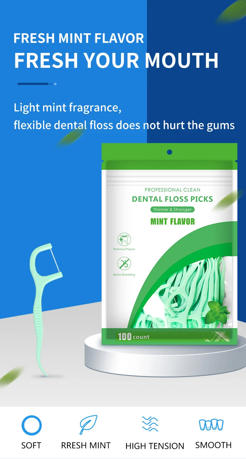 500/300/100pcs ultra-fine mint flavored toothpicks, safe high-end toothpick sticks, plastic toothpicks