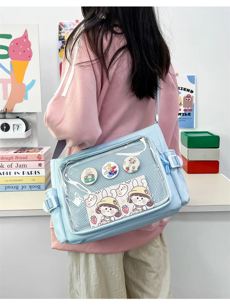 College Style Crossbody Bag with Large Capacity for Class Book Carrying Mailman Bag for Girls Casual Shoulder Crossbody Bag