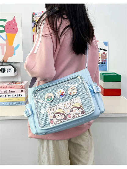 College Style Crossbody Bag with Large Capacity for Class Book Carrying Mailman Bag for Girls Casual Shoulder Crossbody Bag