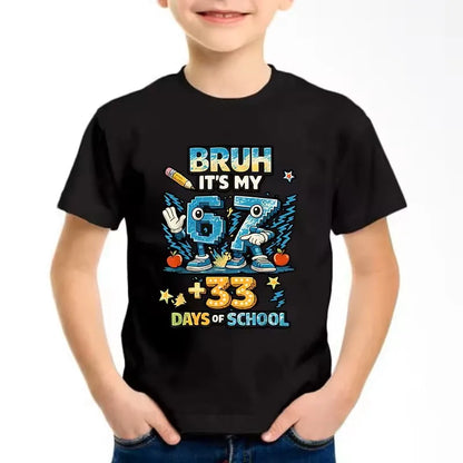 Funny Six Seven Italian Brainrot 67 Number Graphic Print T-Shirt Boy/Girl Summer Short Sleeved Kids Loose Comfortable Tshirt Top