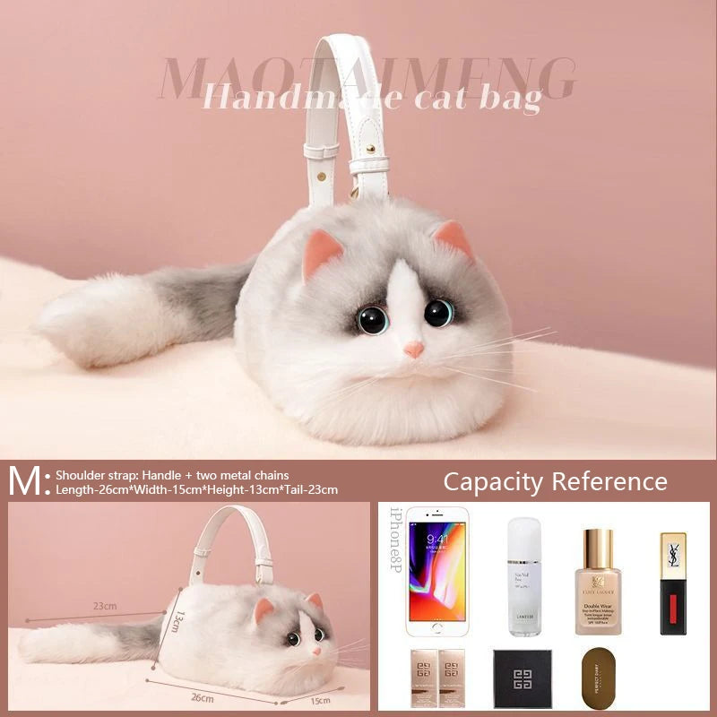 New Cute Popular Cat Small Bag Smooth Hand Feeling Not Easy To Lose Hair Hundred Mobile Phone Net Red Chain Crossbody Bag