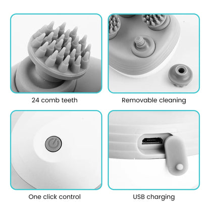 Electric Head Scalp Massager with 4 Kneading Massage Heads Body Deep Tissue Massager for Hair Growth Relaxtion and Cat Pet Claw