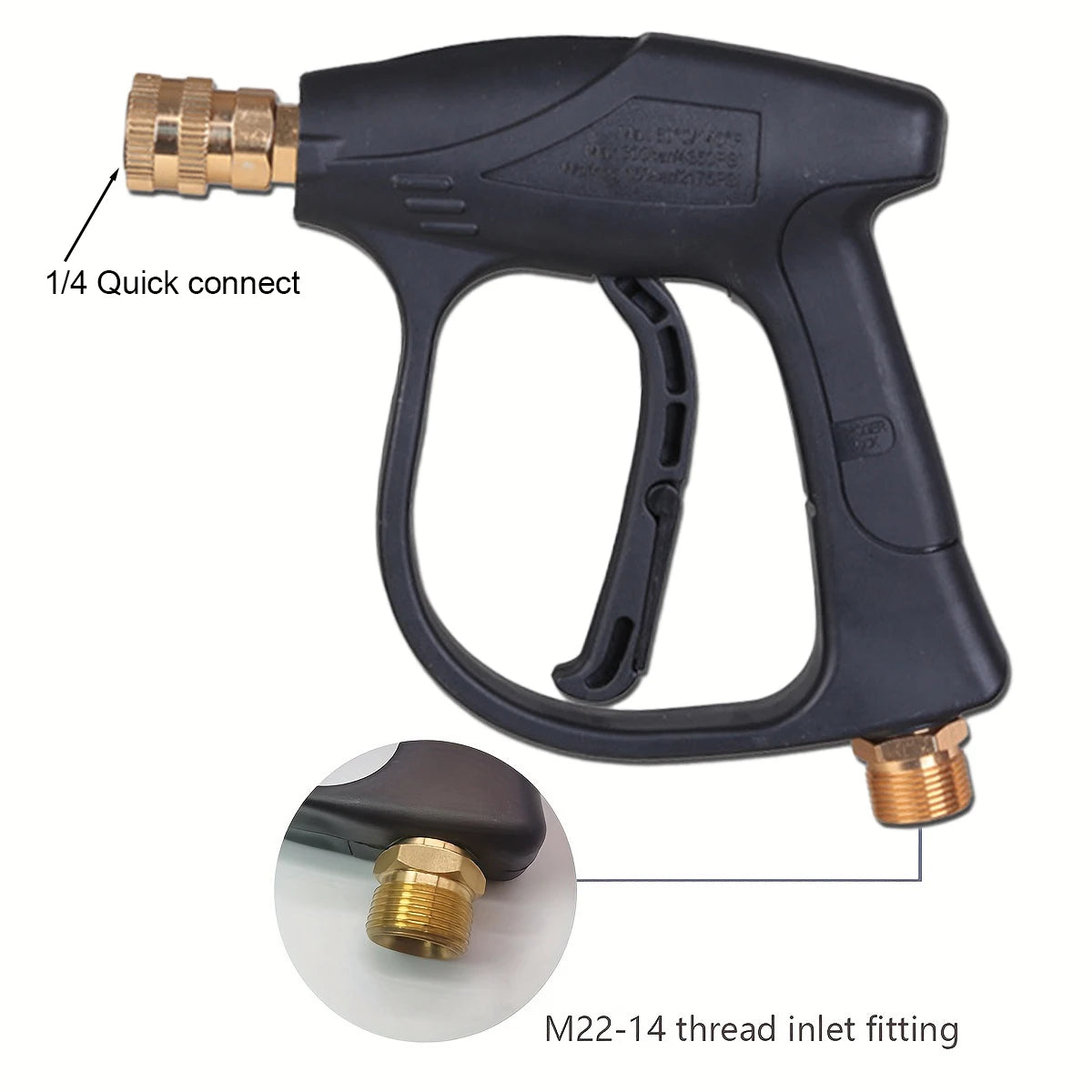 1/4'' High Pressure Washer Gun 4000PSl Car Wash Foam Spray Short Gun/Nozzle Aluminium Valve Wash Gun With 5 Colour Nozzle