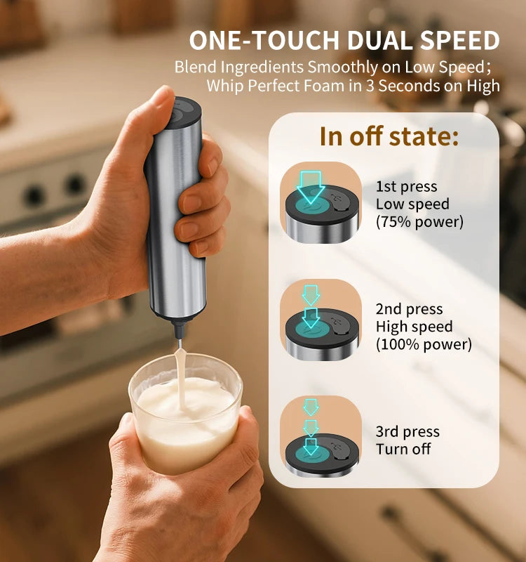Kitchen Powerful Stirrer Milk Frother Handheld Foam Maker for Lattes Whisk Drink Mixer Coffee Electric Rechargable Egg Beater