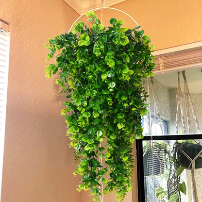 Artificial Hanging Plants Faux Eucalyptus Leaf Greenery Vine Outdoor UV Resistant Plastic Plants for DIY Home Wedding Decoration