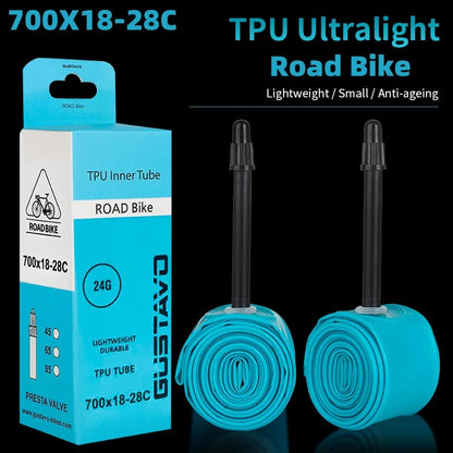 GUSTAVO Ultralight TPU Tubes Road Bike Inner Tube Valve 45MM 65MM 85MM 700X18-28C 24g
