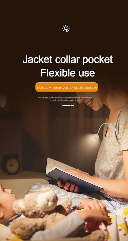 Mini Clip Book Lamp LED Table Lamp Eye Protection 3 Colors Battery Powered Night Light Portable Bedside Student Reading Lamp