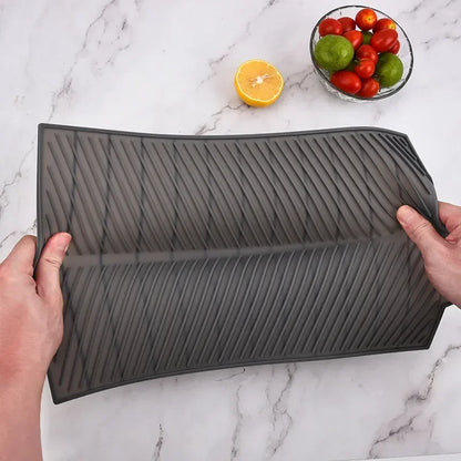 1PC Silicone Kitchen Drain Mat - Non-Slip Drying Pad for Pots, Dishes & Utensils, Heat-Resistant Tableware Coaster,